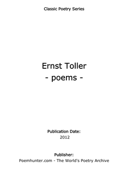 Ernst Toller - Poems