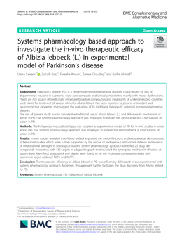 Systems Pharmacology Based Approach to Investigate the In-Vivo