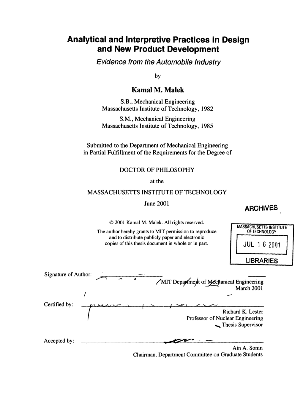 Analytical and Interpretive Practices in Design and New Product Development Evidence from the Automobile Industry