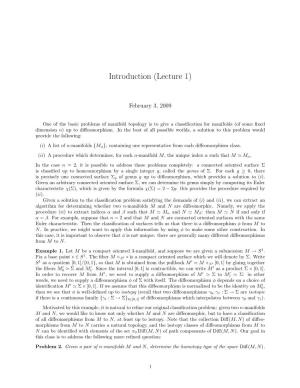 Introduction (Lecture 1)