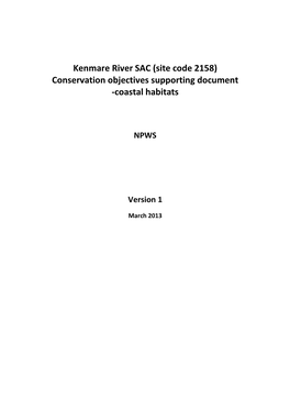 Kenmare River SAC (Site Code 2158) Conservation Objectives Supporting Document -Coastal Habitats