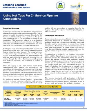 Using Hot Taps for in Service Pipeline Connections