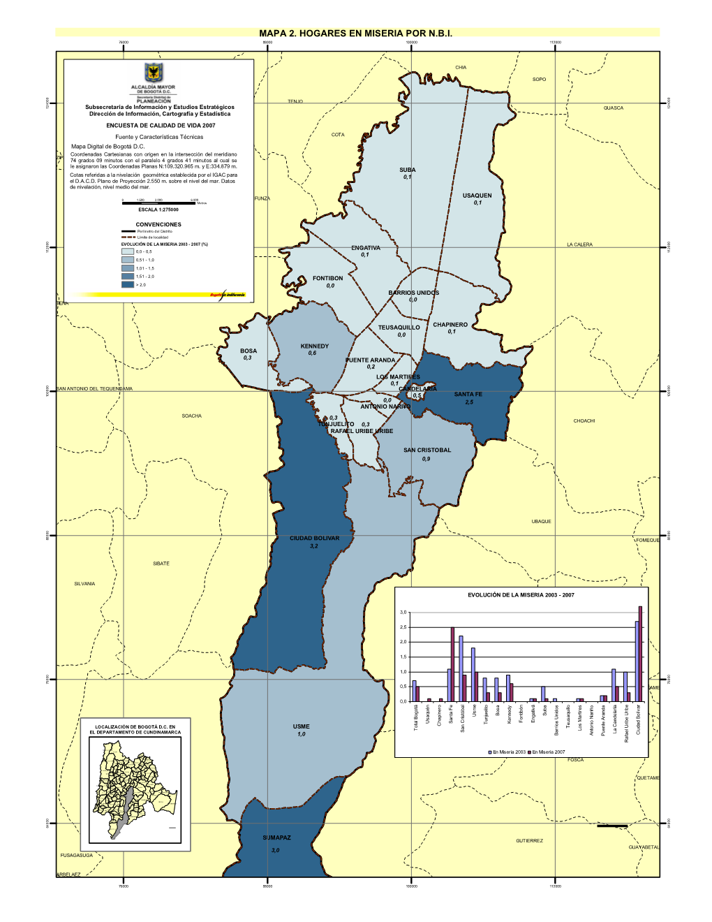 Mapa 2. Hogares En Miseria Por N.B.I. 76000 88000 100000 112000