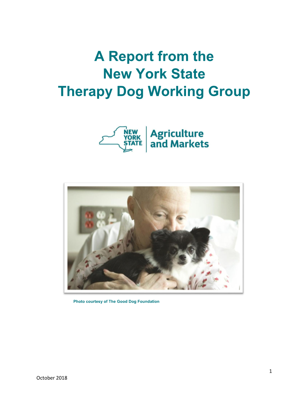 A Report from the New York State Therapy Dog Working Group