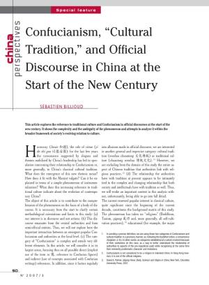 Confucianism, “Cultural Tradition,” and Official Discourse in China at the Start of the New Century S