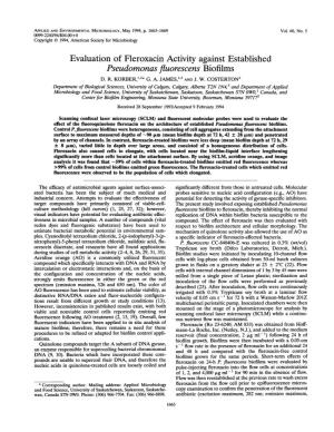 Evaluation of Fleroxacin Activity Against Established Pseudomonas Fluorescens Biofilms D