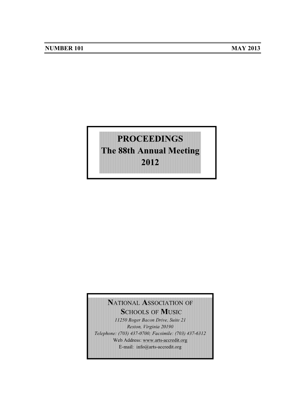 PROCEEDINGS the 88Th Annual Meeting 2012