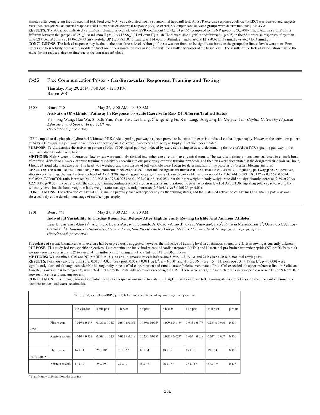 C-25 Free Communication/Poster - Cardiovascular Responses, Training and Testing Thursday, May 29, 2014, 7:30 AM - 12:30 PM Room: WB1