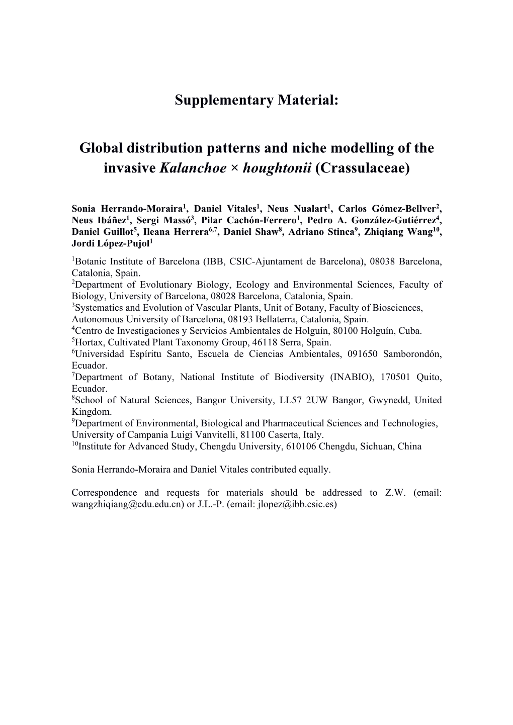 Global Distribution Patterns and Niche Modelling of the Invasive Kalanchoe × Houghtonii (Crassulaceae)