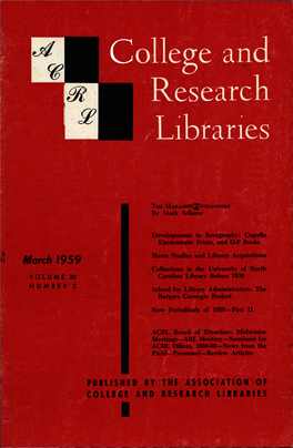 College and Research Libraries
