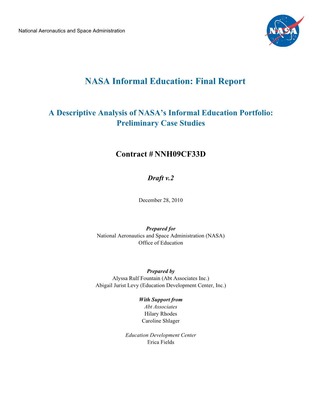 NASA Informal Education: Final Report