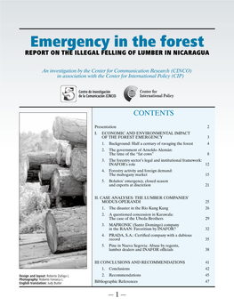 Emergency in the Forest REPORT on the ILLEGAL FELLING of LUMBER in NICARAGUA