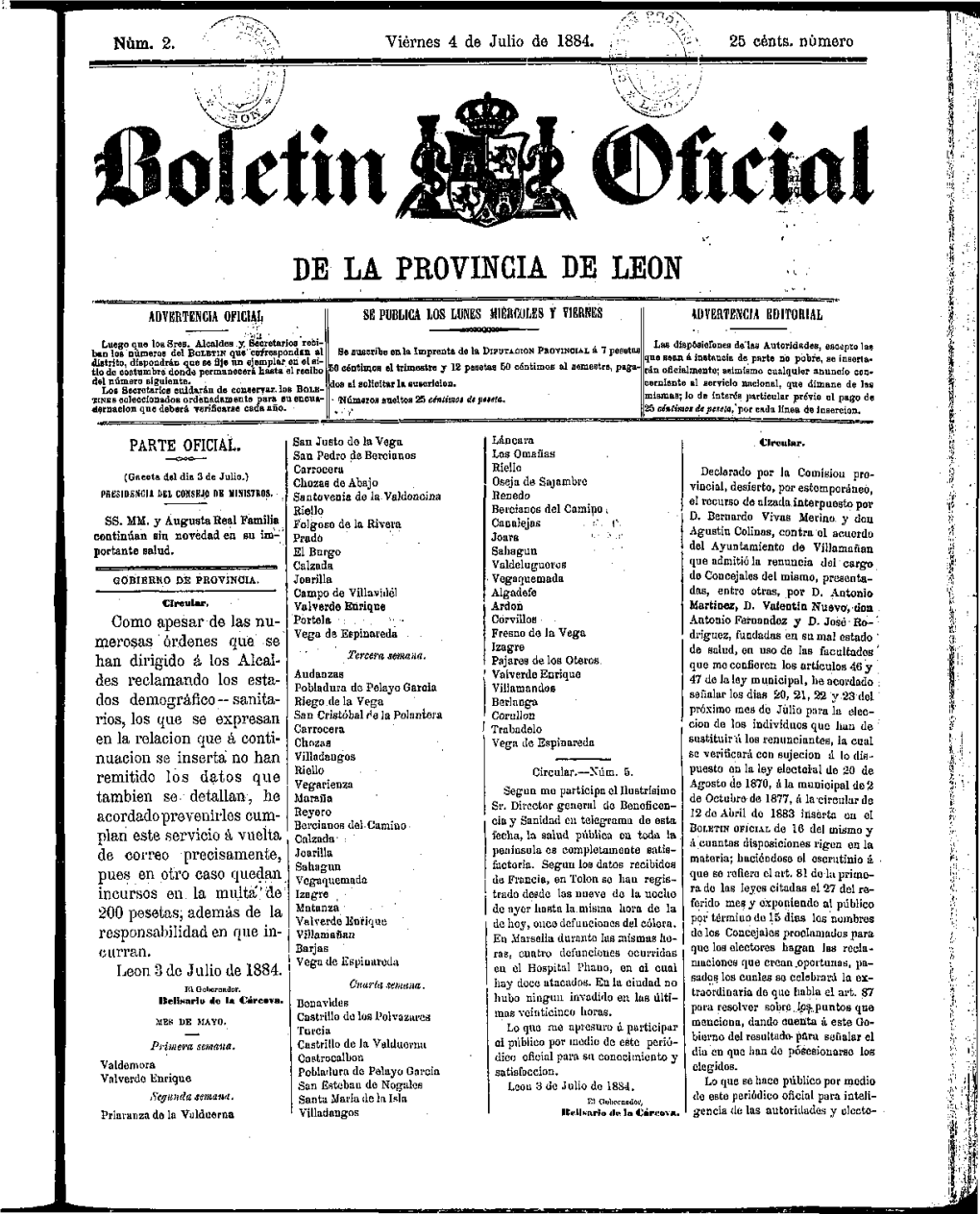 DE LA PROVINCIA DE LEON *' T: ' ."£•-• - ADVERTENCIA OFICIAL SE PUBLICA LOS LUNES MIÉRCOLES Y VIERNES UIVERTENCU EDITORIAL