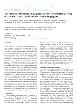 The Armutlu Network: an Investigation Into the Seismotectonic Setting of Armutlu–Yalova–Gemlik and the Surrounding Regions