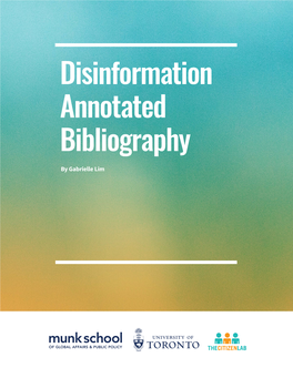 Disinformation Annotated Bibliography