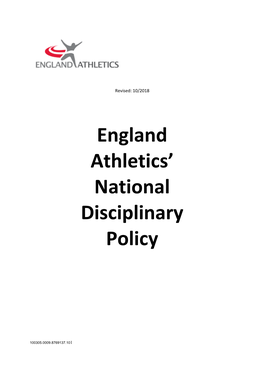 England Athletics' National Disciplinary Policy