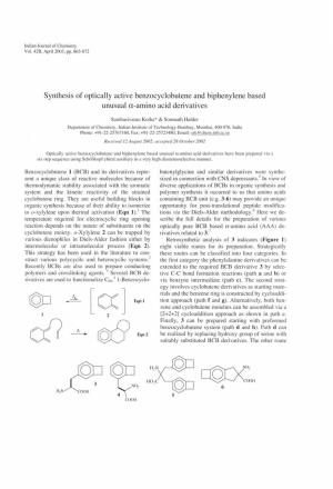 Synthesis of Optically Active Benzocyclobutene and Biphenylene Based Unusual A-Amino Acid Derivatives