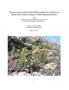 Erigeron Mancus Elevational Density Gradient As a Baseline to Detect Future Climate Change in Lasal Mountain Habitats