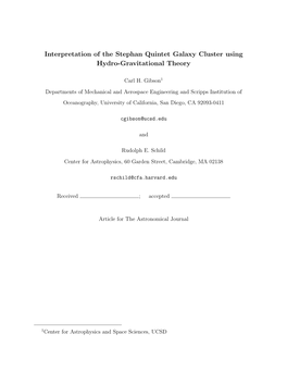 Interpretation of the Stephan Quintet Galaxy Cluster Using Hydro-Gravitational Theory
