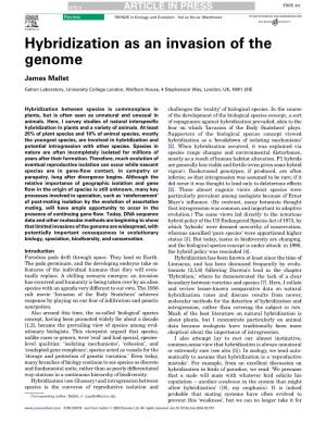 Hybridization As an Invasion of the Genome