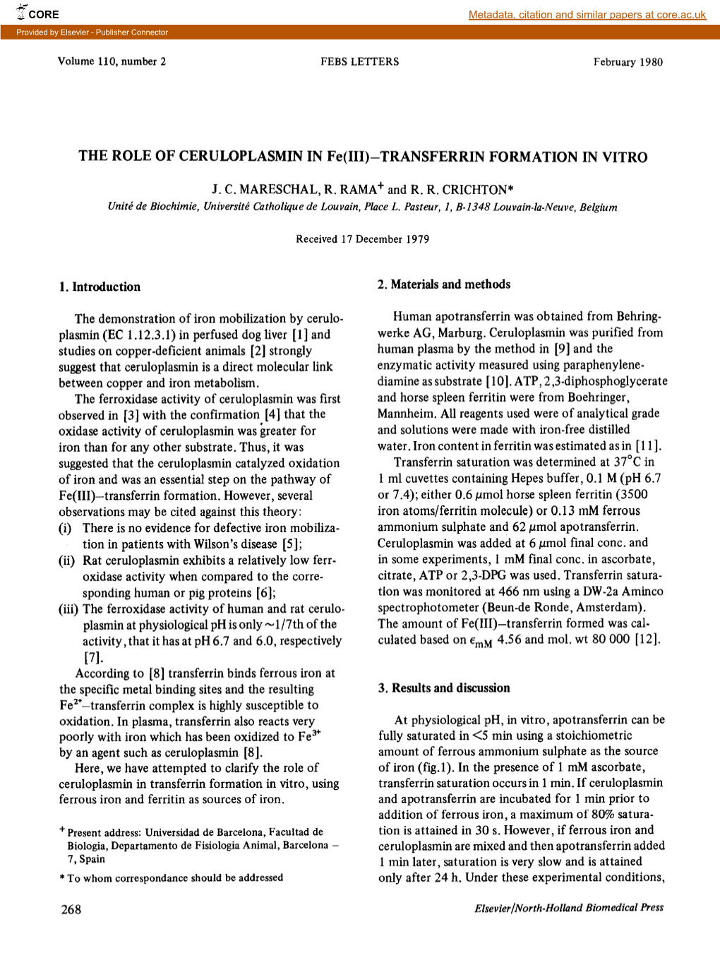 Transferrin Formation in Vitro