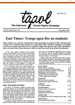 East Timor: Troops Open Fire on Students