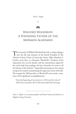 Wilford Woodruff: a Founding Father of the Mormon Academies