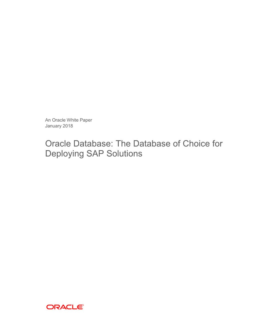 The Database of Choice for Deploying SAP Solutions