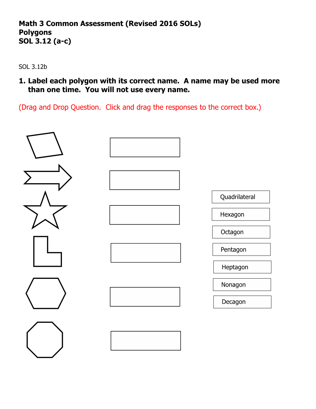 Polygons Common Assessment.Pdf