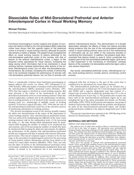 Dissociable Roles of Mid-Dorsolateral Prefrontal and Anterior Inferotemporal Cortex in Visual Working Memory