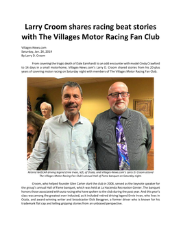 Larry Croom Shares Racing Beat Stories with the Villages Motor Racing Fan Club