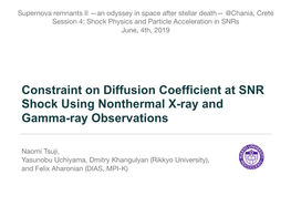 Constraint on Diffusion Coefficient at SNR Shock Using Nonthermal X-Ray and Gamma-Ray Observations