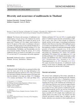 Diversity and Occurrence of Nudibranchs in Thailand