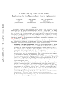 A Faster Cutting Plane Method and Its Implications for Combinatorial and Convex Optimization