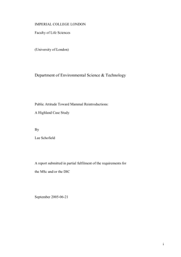 Department of Environmental Science & Technology