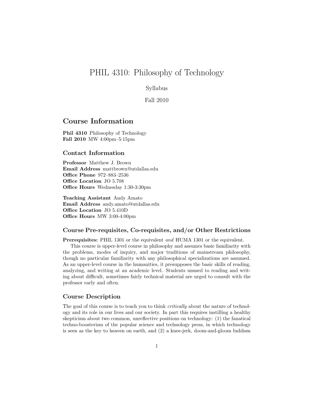 Philosophy of Technology