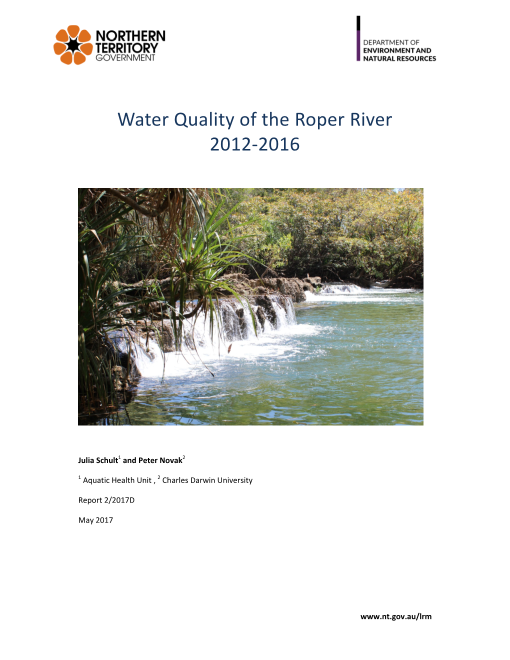 Water Quality of the Roper River 2012-2016