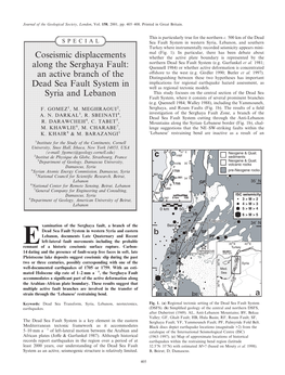 Coseismic Displacements Along the Serghaya Fault: an Active Branch Of