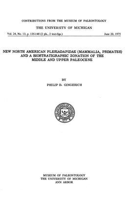 Mammalia, Primates) and a Biostratigraphic Zonation of the Middle and Upper Paleocene