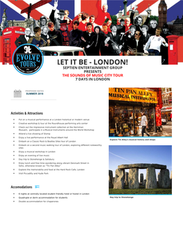 London! Septien Entertainment Group Presents the Sounds of Music City Tour 7 Days in London