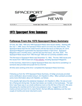 1971 Spaceport News Summary