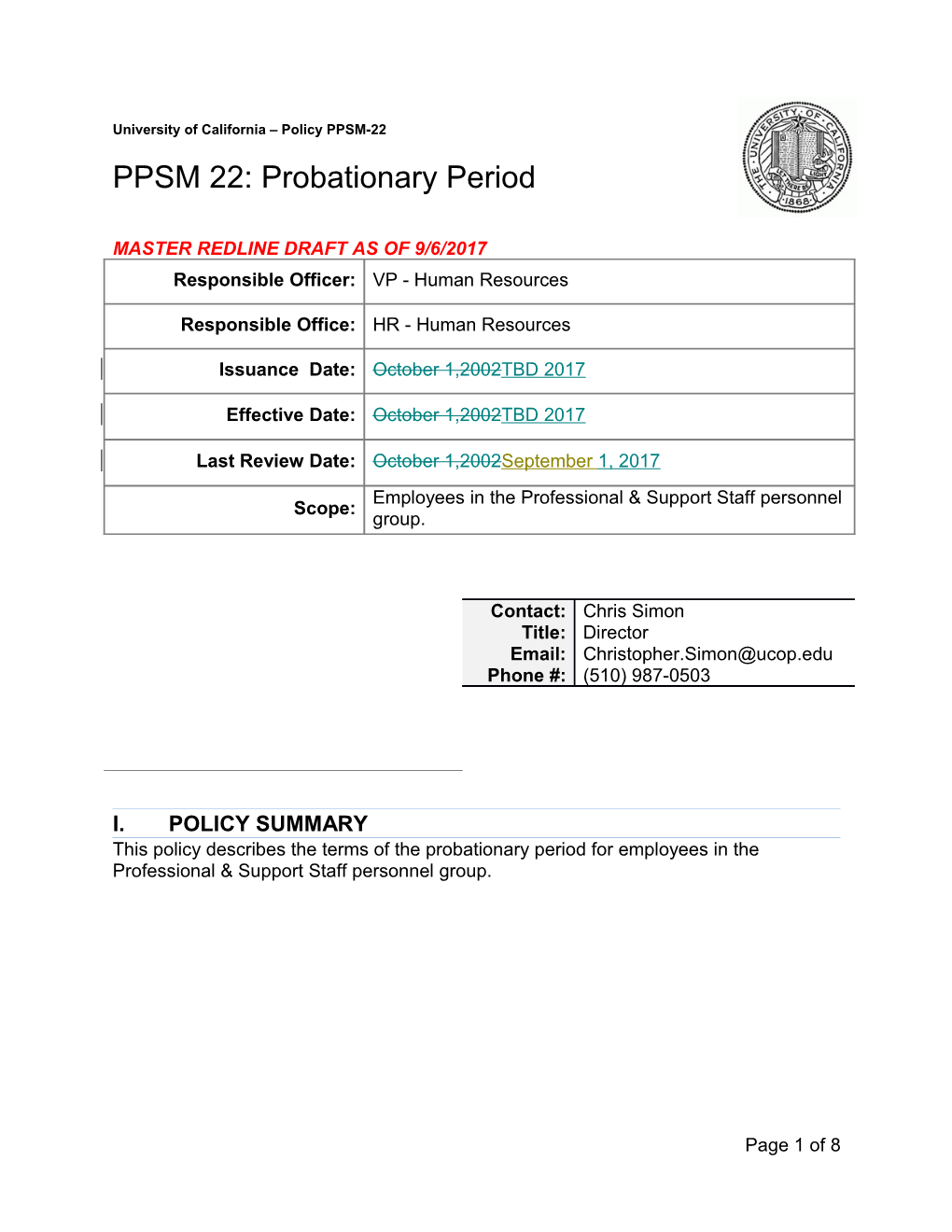 PPSM 22: Probationary Period