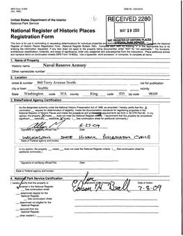 RECEIVED 2280 National Park Service National Register of Historic Places Registration Form NAT