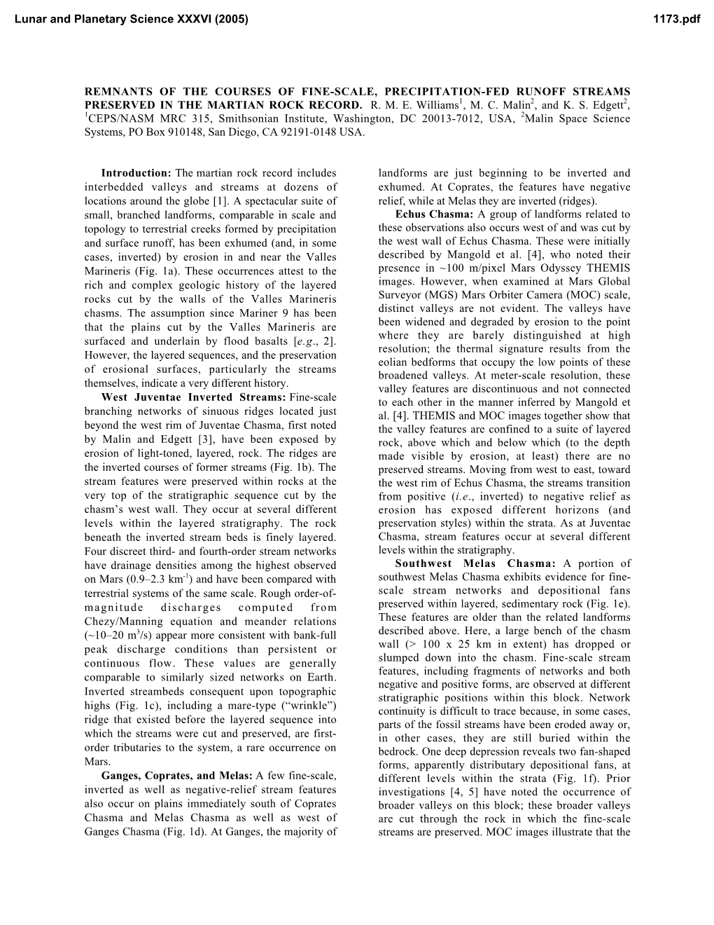 Remnants of the Courses of Fine-Scale, Precipitation-Fed Runoff Streams Preserved in the Martian Rock Record