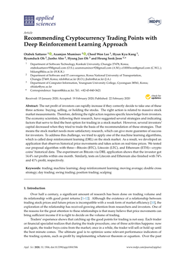 Recommending Cryptocurrency Trading Points with Deep Reinforcement Learning Approach