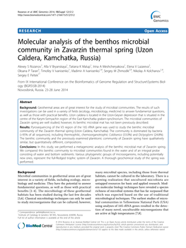 Molecular Analysis of the Benthos Microbial