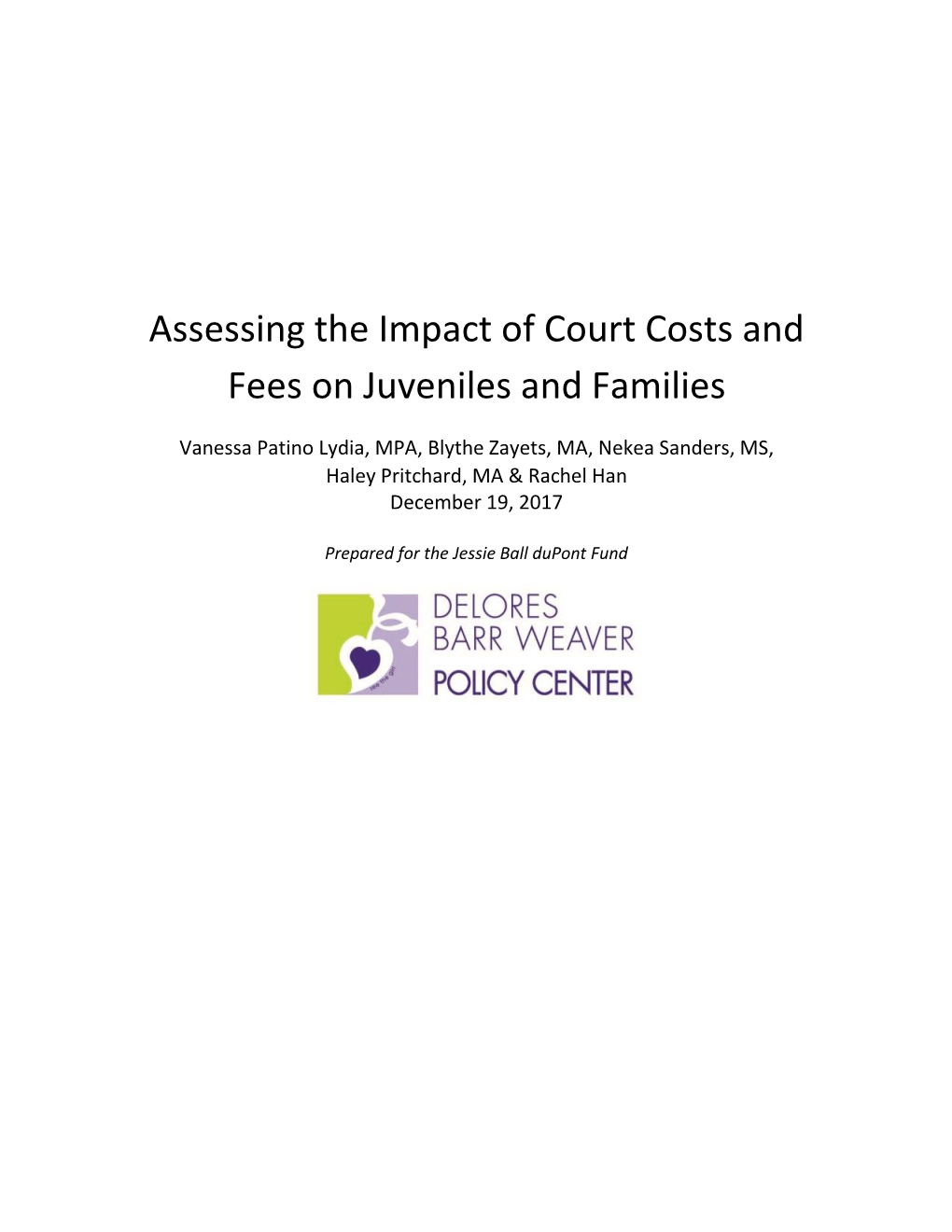 Assessing the Impact of Court Costs and Fees on Juveniles and Families