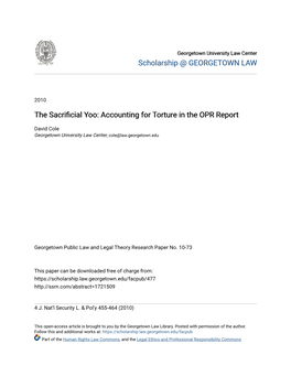 The Sacrificial Yoo: Accounting for Torture in the OPR Report