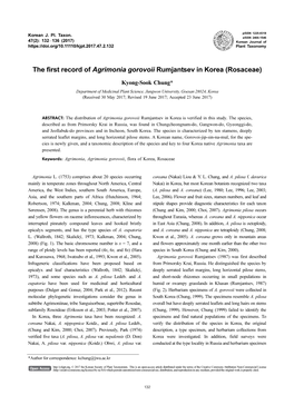 The First Record of Agrimonia Gorovoii Rumjantsev in Korea (Rosaceae)