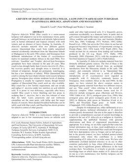 A Review of Digitaria Didactyla Willd., a Low-Input Warm-Season Turfgrass in Australia: Biology, Adaptation and Management